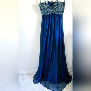 La Femme beaded strapless formal Prom dress
